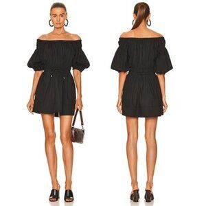 NEW A.L.C. Maya Off The Shoulder Smocked Half Sleeve Mini Dress Black Size: 6